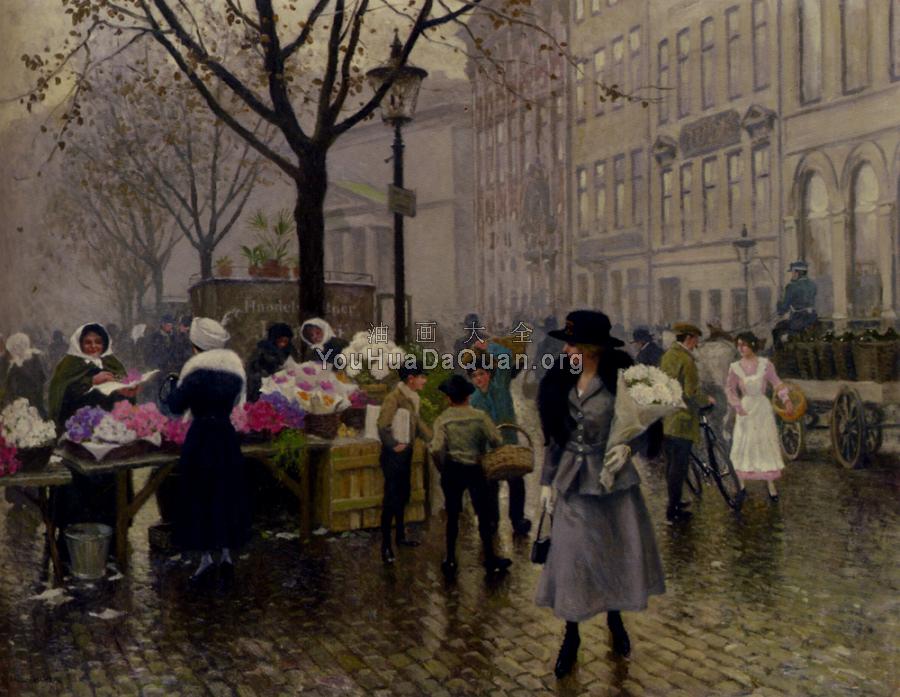 Fischer Paul Gustave The Flower Market Copenhagen - 保罗·古斯塔夫·费舍尔